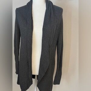 Leith Open-Front Ribbed Cardigan Sweater - Charcoal Gray
